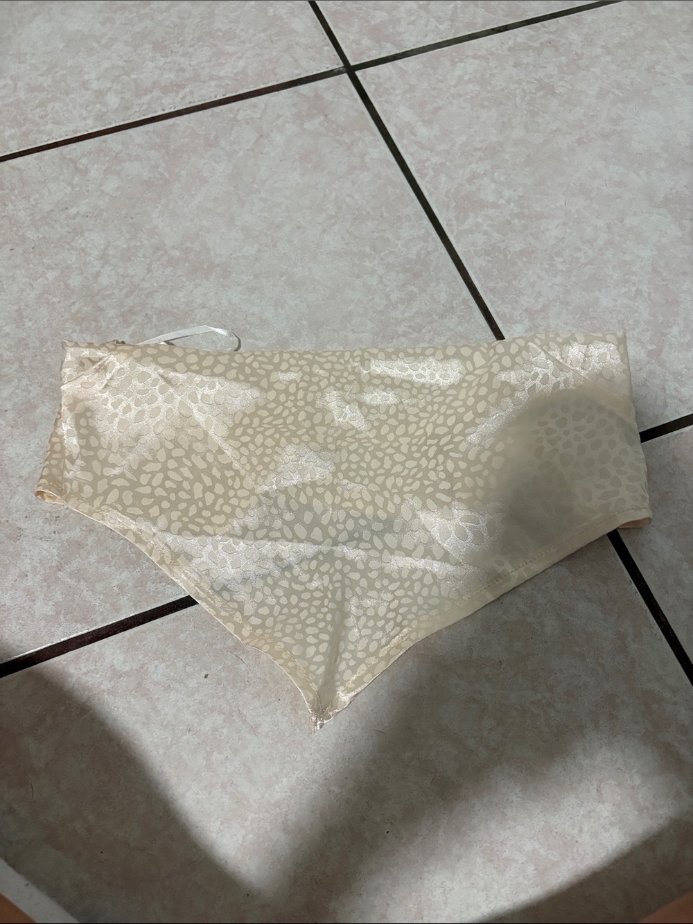 Beige Satin bandeau crop top